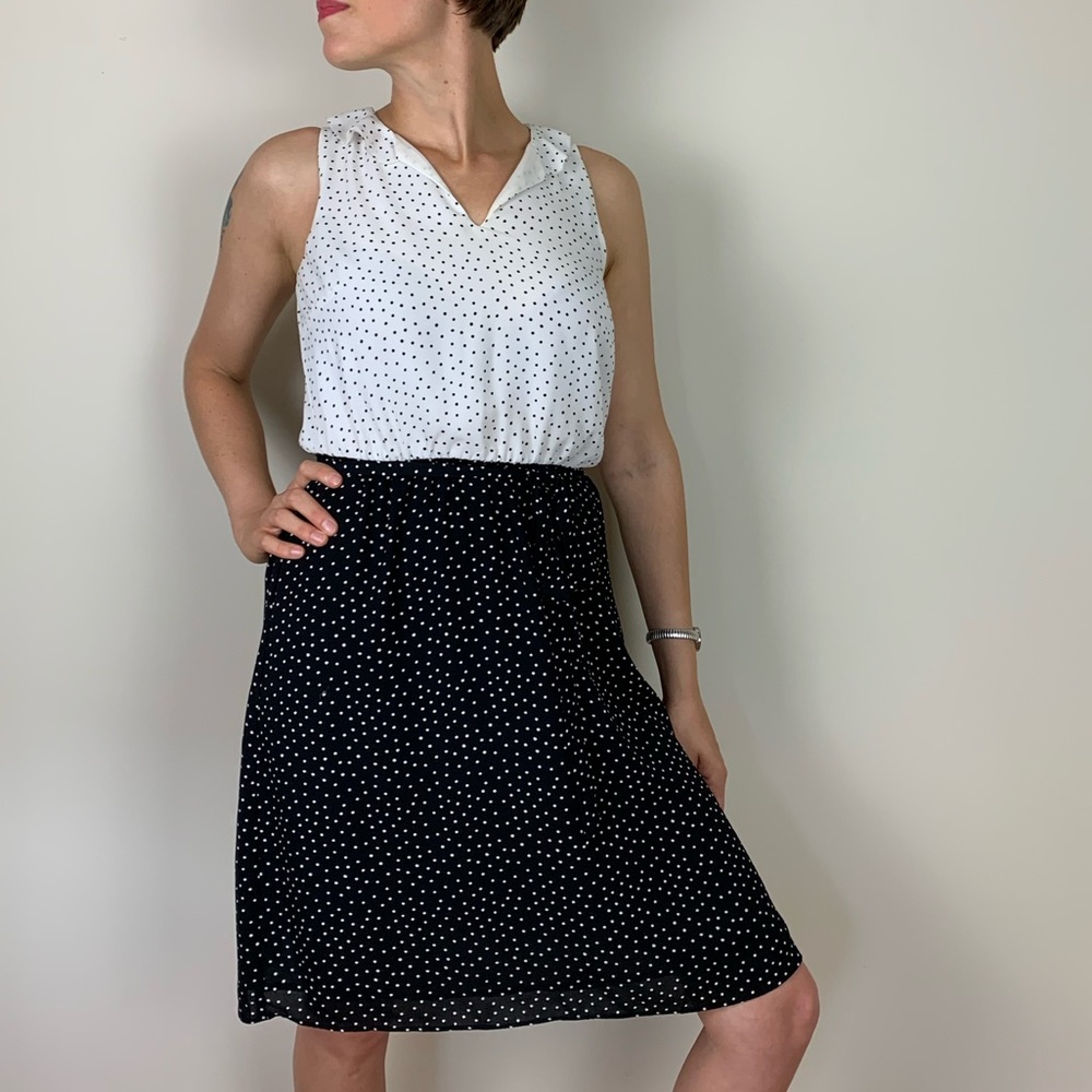 Ann Taylor Loft polka dot black and white dress